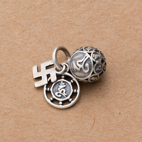 Ensemble de breloques artisanales mates religieuses en argent Sterling 925, décoration bouddhiste, pendentifs d'ornement, accessoires de bricolage, bijoux unisexes ► Photo 1/4