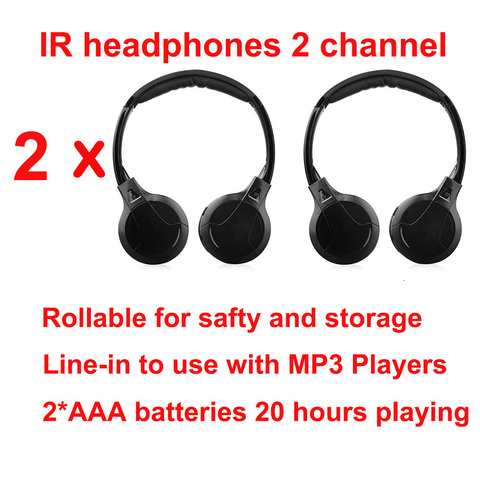 IR Infrarouge Sans Fil casque Stéréo Pliable Voiture Casque Écouteur Intérieur Extérieur Musique Casque TV casque 2 casque ► Photo 1/6