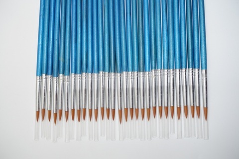 Pinceau à bois bleu multifonction en nylon, stylo à poudre d'eau, stylo de peinture à l'aquarelle, crochet à tête ronde, stylo de ligne, 6 pièces/ensemble ► Photo 1/4