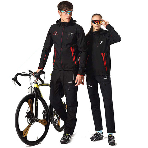 Ensemble de cyclisme en Jersey pour homme et femme, veste en molleton thermique et imperméable, tenue de vélo, vtt ► Photo 1/6