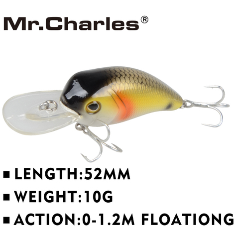 Mr.Charles-leurre de pêche flottant CMC002, matériel de pêche, appât artificiel, modèle à succès, pédalier, 52mm, 10g, 0 à 1.2m ► Photo 1/6