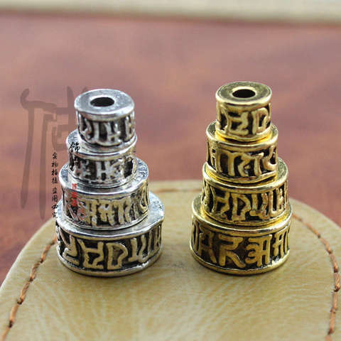 NBB500 – Mantras tibétains, perles d'espacement en métal, OM MANI PAD ME HUM, lot de 10 perles 6mm 7mm 9mm 10mm ► Photo 1/3