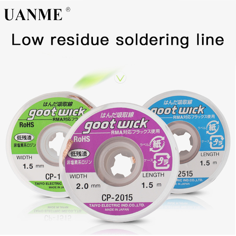 UANME – mèche à dessouder japonaise GOOT RoHS MSDS, 1.5m, pour enlever la soudure, pour la réparation des PCB RMA, travail de précision avec Flux sans chlore ► Photo 1/6