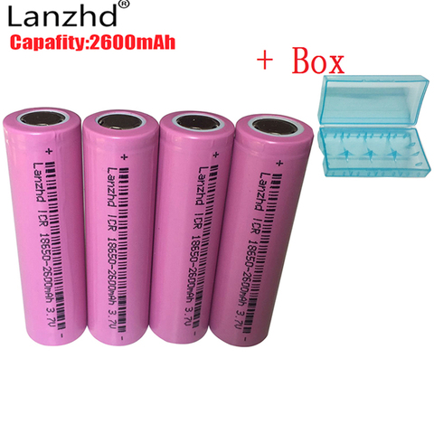4 PCS batterie 18650 Li ion 3.7 v ICR 18650 Rechargeable batteries Li-ion 2600 mAh capacité au lithium pour samsung 18650 batterie ► Photo 1/6