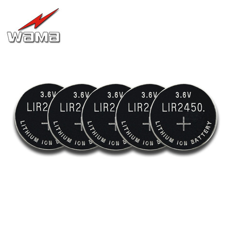 5x Wama 3.6V LIR2450 Batteries rechargeables 120mAh 500 fois la pile bouton au Lithium remplacée par la pile bouton CR2450 de haute qualité nouveau ► Photo 1/4