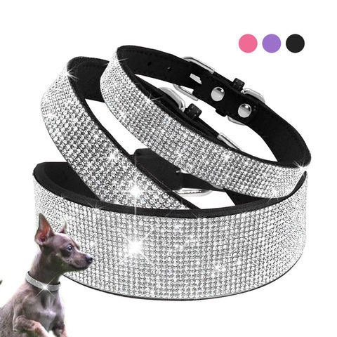 Colliers en cuir strass pour chiens chats | Collier pour animaux de compagnie, chiot chaton, laisse de marche, plomb pour petits chiens moyens chats Chihuahua Pug Yorkie ► Photo 1/6