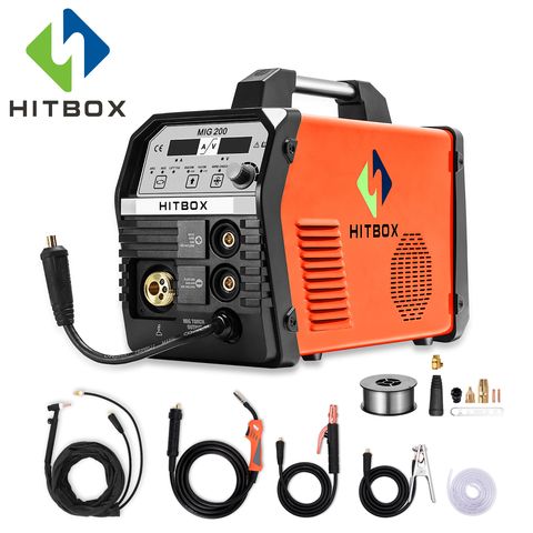 HITBOX-Machine à souder MIG à gaz, contrôle de synergie, MIG200, 220V, 200A, en acier inoxydable et en carbone avec accessoires ► Photo 1/6