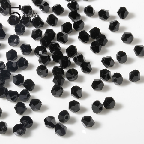 3mm autrichien noir Bicone Perles de cristal matériel pour bijoux bricolage accessoires Perles à facettes entretoise Perles de verre en gros ehtt Z216 ► Photo 1/6