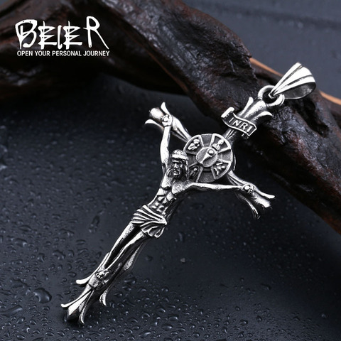 Beier – collier avec pendentif en acier inoxydable 316L, bijou avec croix de jésus, LLBP8-188P ► Photo 1/6