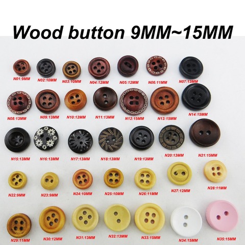 100 pcs CAFÉ peinture en bois boutons 10mm à coudre vêtements bottes manteau accessoires enfant chemise bouton 4 trous MCB-973 ► Photo 1/6