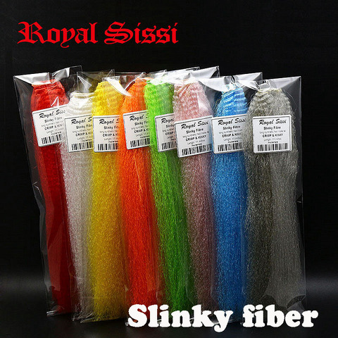 Royal Sissi 8 couleurs assorties slinky fiber longue synthétique crépus cheveux/slinky fiber de voler du matériel de fixation pour Clouser minnow poissons ► Photo 1/6