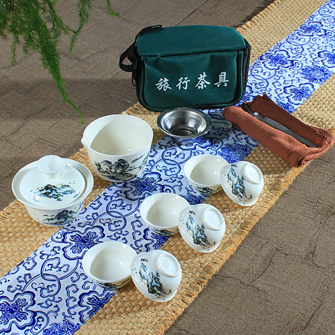 Service à thé chinois pour voyage, 4 styles, théière Portable en porcelaine, Gaiwan, théière en porcelaine, théière pour l'extérieur du Kung Fu ► Photo 1/6