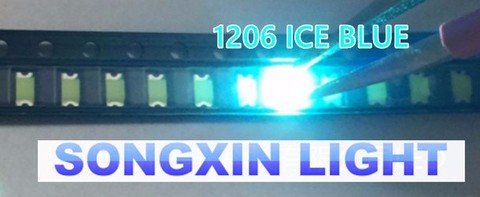 Diodes Super lumineuses SMD 100 3216 bleu glacé 1206 W, 0.01 pièces, LED d'indication smd 1206 bleu clair 1206 ► Photo 1/2
