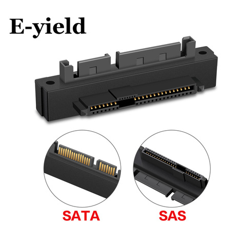 E-field, adaptateur convertisseur SATA 22 broches à angle droit de 90 °, 7 + 15 mâles vers SFF-8482 SAS 22 broches femelle pour disque dur Dri ► Photo 1/6