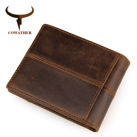 Cowater-portefeuille en cuir véritable pour hommes, bonne qualité, épissure, porte-monnaie, marque originale, 100% ► Photo 1/6