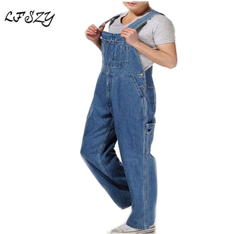 Salopette en Denim pour hommes, grandes tailles 26-40 42 44 46, salopette grande taille, pantalon à bretelles, poche, à la mode, livraison gratuite, marque, tendance 2022 ► Photo 1/6