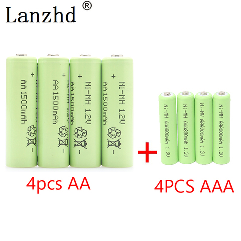 Piles rechargeables AA NiMH, 1.2V, pour télécommande, appareil photo jouet, 4 pièces AA + 4 pièces AAA ► Photo 1/6