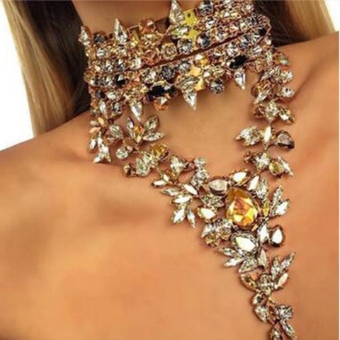 2022 nouvelle mode luxe cristal pendentifs colliers pour femmes Maxi déclaration longue breloque collier bijoux ► Photo 1/6