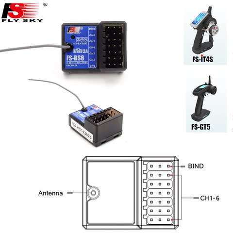 Flysky – récepteur FS-BS6 FS-BS3 FS-BS4 avec système de stabilisation gyroscopique pour télécommande Flysky FS-IT4S/ FS-GT5 ► Photo 1/6