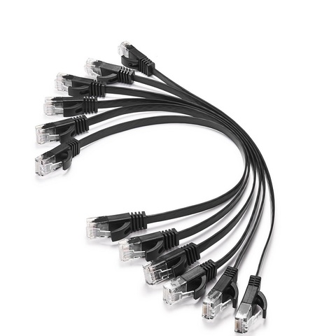 Paquet de 6 15cm 50cm 1m 2m3m5m10m 30m 98FT câble CAT6 plat UTP Ethernet câble réseau RJ45 Patch LAN câble couleur noir/bleu/blanc ► Photo 1/6