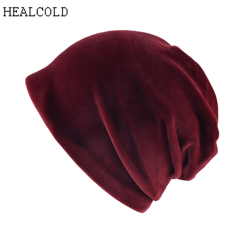 Chapeau chaud tricoté en velours pour femme, bonnet ample à l'intérieur, à la mode, collection automne hiver 2022 ► Photo 1/6