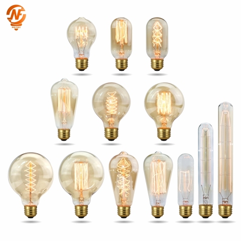 Ampoule rétro Edison, Vintage, lumière incandescente, lampe à filaments, E27, 220V, 40W, A19, A60, T10, T45, T185, ST64, G80, G95 ► Photo 1/6