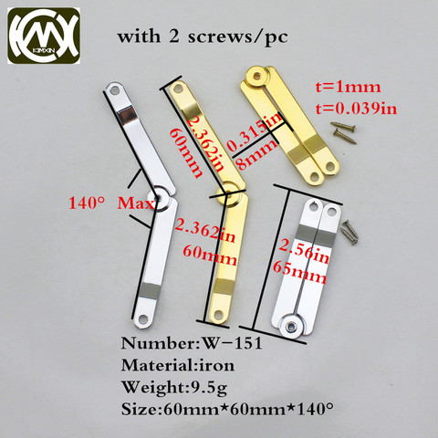 Meuble pliant en fer pour charnière d'angle réglable, 60mm * 60mm, garantie de qualité pour boîtes en bois, W-151, 16 pièces ► Photo 1/6