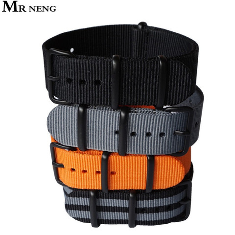 L'otan Solide Noir Boucle Bande Orange ZULU 20mm 22mm 24mm Bandes de Montre Hommes Femmes Montres Bracelet Montre-Bracelet de Bande PVD Boucle Ceintures ► Photo 1/6