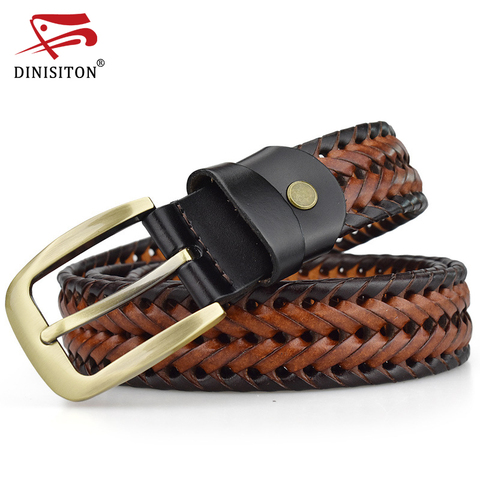 DINISITON Ceinture Tressée Pour Hommes Tissé Ceintures De Luxe En Cuir Véritable Vache Bretelles Tricoté À La Main Designer Hommes Pour Jeans Ceinture Mâle ► Photo 1/6