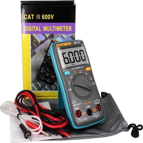 Multimètre numérique Portable, True Rms, 6000 comptes, voltmètre, ammètre, multimètre, Ohm, testeur de capacité de Diode de fréquence ► Photo 1/6