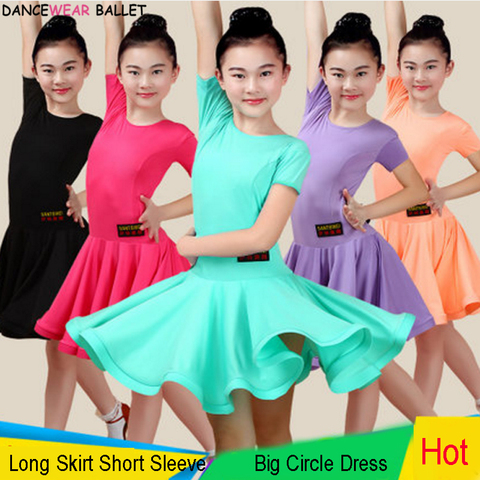 Robes de danse latine pour petites filles, grande jupe de bal, style Tango, pour enfants, Costumes de compétition Salsa, tenue d'entraînement ► Photo 1/6