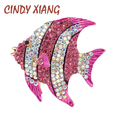 CINDY XIANG – broche poisson Tropical en strass pour femme, manteau de fête, bijoux, accessoires de mode, nouveauté 2022 ► Photo 1/6