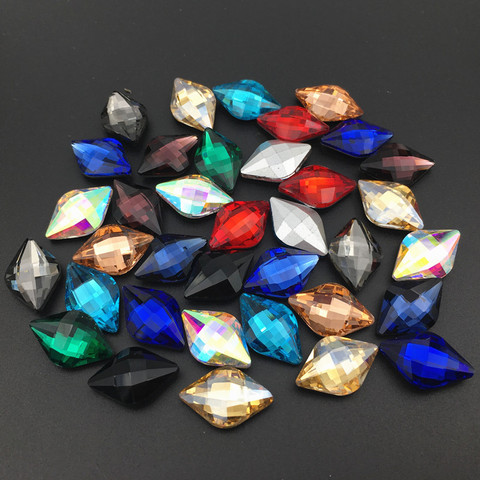 30 pièces de strass en cristal de verre, losange citron, 12x19mm, fantaisie, pierre à dos pointu, multi-couleurs, fabrication de bijoux ► Photo 1/6