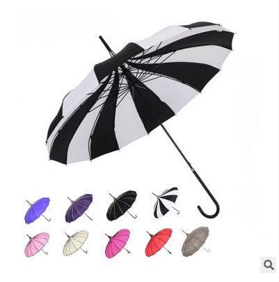 Parapluie de Golf à manches longues | Parapluie de pagode droit rayé noir et blanc, Design créatif, 10 pièces/lot ► Photo 1/6