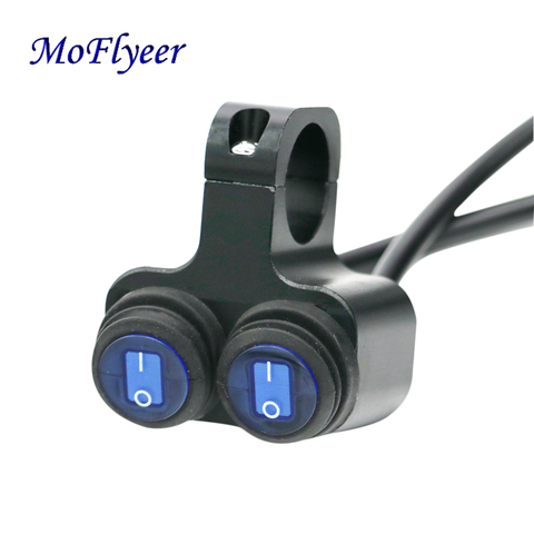 MoFlyeer-interrupteur pour guidon de moto, 2 boutons de commande, interrupteur marche/arrêt pour barre de 22mm, 7/8