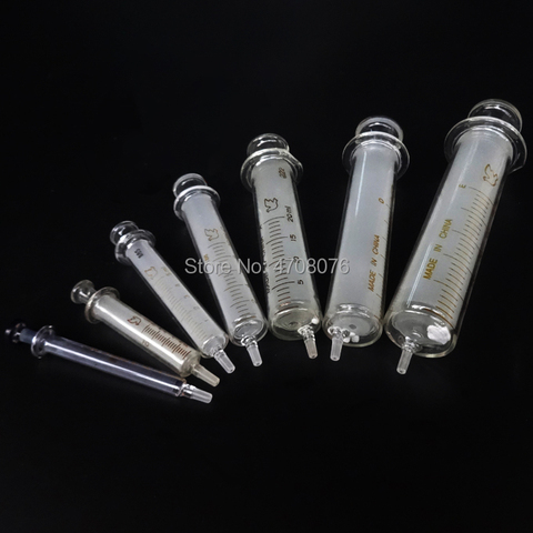 Seringue en verre avec couvercle en plastique, tube d'aiguille sans tête d'épingle pipette en verre, mamelon unique, petite bouche réutilisable 1ml-100ml ► Photo 1/1