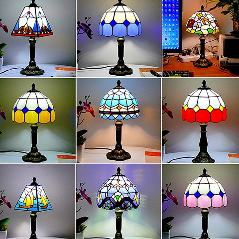 Lampe LED Vintage en verre coloré, Style méditerranéen, pour Table de chevet, Restaurant, Bar, café, chambre à coucher ► Photo 1/6