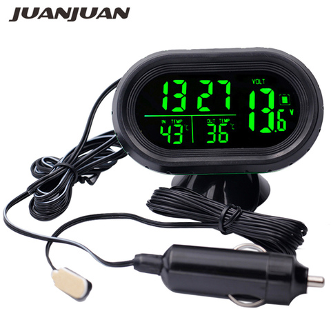 DC12V-24V Multifonctionnel Numérique Compteur Horaire De Voiture Thermomètre Voltmètre Horloge Auto Jauge Horloge Gel Alerte Mètre de La Température 20% ► Photo 1/6