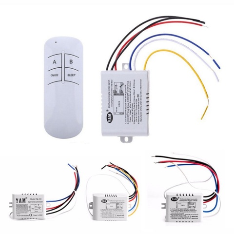 Interrupteur de télécommande émetteur récepteur | Lampe sans fil ON / OFF émetteur récepteur 220 V 1/2/3 voies ► Photo 1/6