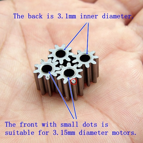 Engrenage en alliage 9 dents, diamètre extérieur 8.1MM, module 0.7 – 0.75 adapté à l'arbre moteur 3.15, 2 pièces ► Photo 1/3