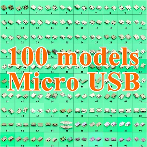 Lot de 100 Mini connecteurs Micro USB, Port de chargement, prise d'alimentation à 5 broches, queue 5 broches, pour Samsung, Huawei, Lenovo, ZTE, HTC ► Photo 1/3
