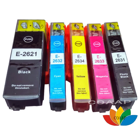 Encres de couleur noire Epson, pour imprimante Compatible avec T2621 26 XL, 5 pièces pour imprimante, Expression XP 700, 710, 720, 610, 520, 610, 510, 605, 800, 810 ► Photo 1/2