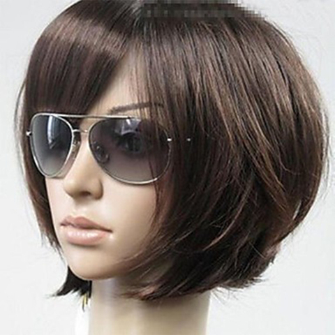 HAIRJOY femme Vogue marron droite courte perruques de cheveux synthétiques livraison gratuite 6 couleurs disponibles ► Photo 1/6