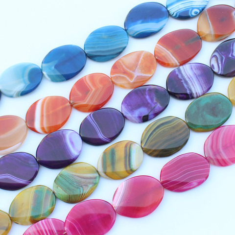 28-30x37-40mm perles ovales Agates multicolores 10 pièces, pour la fabrication de bijoux à bricoler soi-même! Vente en gros mixte pour tous les articles! ► Photo 1/6
