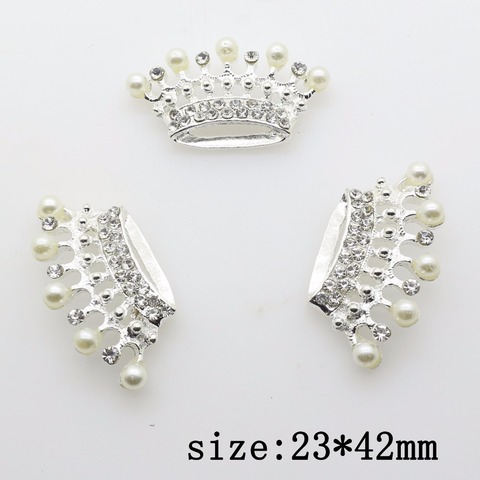 Couronne de strass en alliage, pendentif, résultats de bijoux, composants d'accessoires pour la fabrication de bijoux de mariage, 23x42mm, 5 pièces/lot, offre spéciale ► Photo 1/1