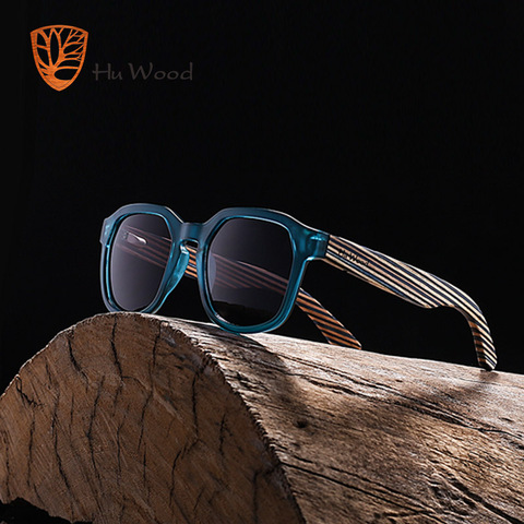 HU-lunettes de soleil polarisées en bois pour hommes et femmes, verres de soleil en bambou pour la conduite, lentille UV400, GR8014 ► Photo 1/6
