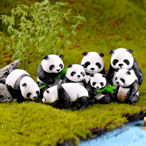 Figurines de Panda en mousse 4 pièces/ensemble, Micro paysage, Terrarium, résine, ornement pour bébés, jardin Miniature féerique ► Photo 1/6