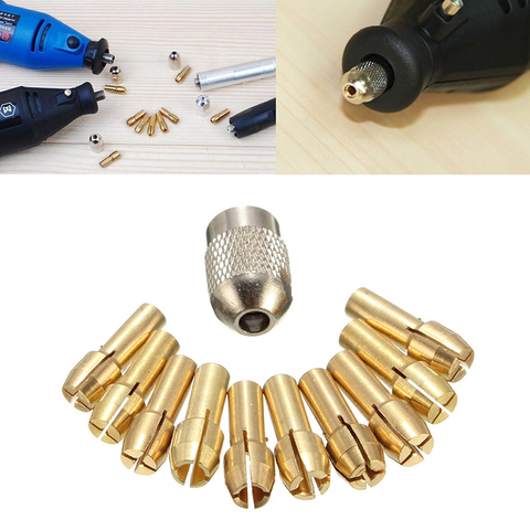 10 pièces 0.5-3.2mm laiton perceuse mandrin pince Bits 4.3mm tige pour Dremel outil rotatif ► Photo 1/1