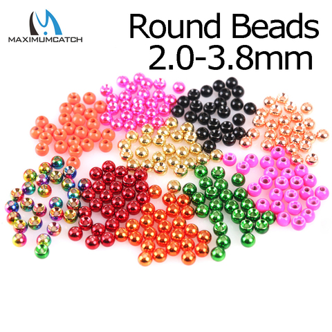 Maximumcatch 25 pcs/lot 2.0-3.8mm mouche attachant perles de tungstène ronde nymphe tête balle mouche attachant matériel 18 couleurs différentes ► Photo 1/6