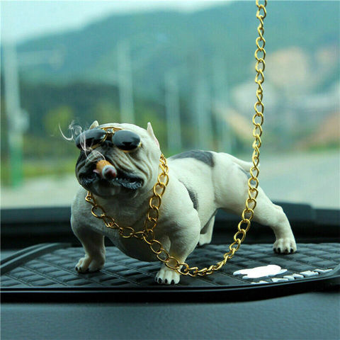 Décoration d'intérieur de voiture de chien Pitbull, tendance, ornement de tableau de bord, mode, drôle et mignon, accessoires automobiles sans Base ► Photo 1/6